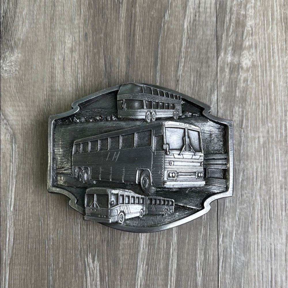 Vintage Silver Bus Belt Buckle